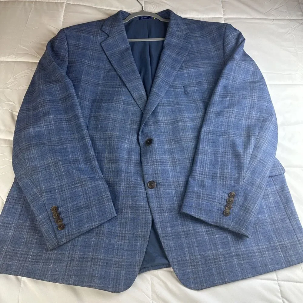 Apt. 9 Men’s Blue Plaid 2-Button Notch Lapel Blazer Sport Coat 54R
